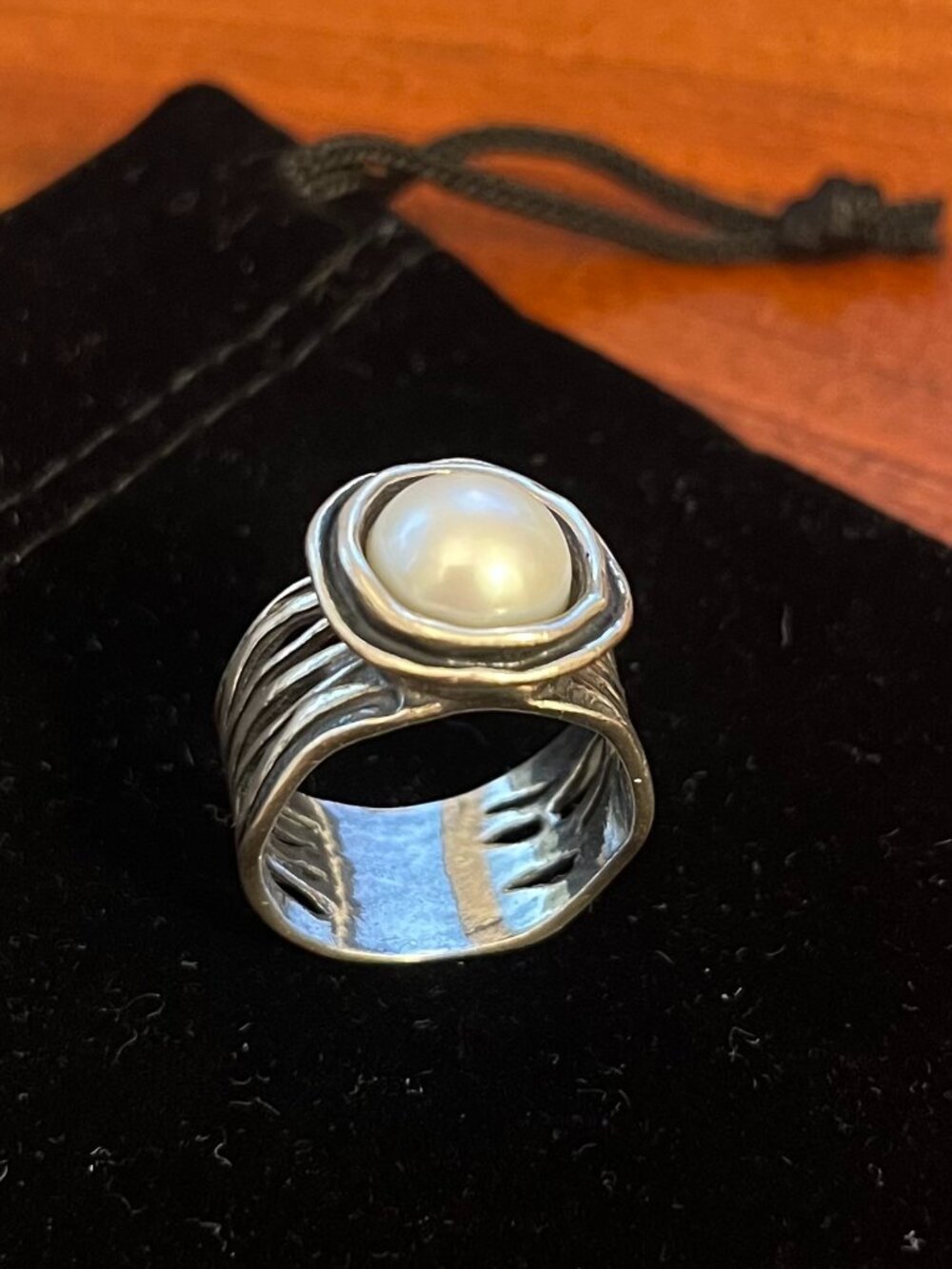 Vintage Mermaid Pearl Ring - Sterling Silver, Size 7
